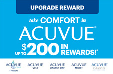 New Wearer Reward for purchases made from January 1, 2024 - June 30, 2024. Up to $200 in rewards!* 1) Purchase your eligible supply of Acuvue® branded contact lenses 2) Register for MyAcuvue on MyAcuvueRewards.com and complete online reward form within 60 days of purchase 3) Mail in product-purchase receipt to complete submission: Merkle Inc. PO Box 5085, Kalamazoo, MI 49003-5085. Rewards available across the Acuvue® brand portfolio. *See full Terms and Conditions and minimum purchase requirements on back and at MyAcuvueRewards.com